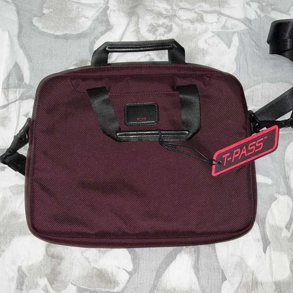 Mini Ipad, Mini Laptop or Electronic Device padded and Tpass  purple Tumi Bag